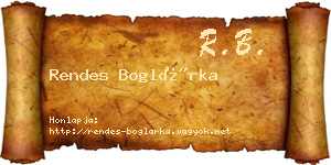 Rendes Boglárka névjegykártya